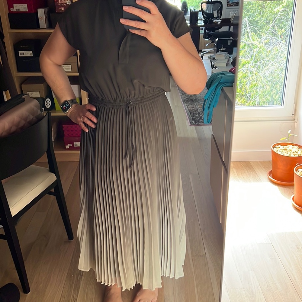 Pleated shirt dress! Club Monaco beautiful green color!